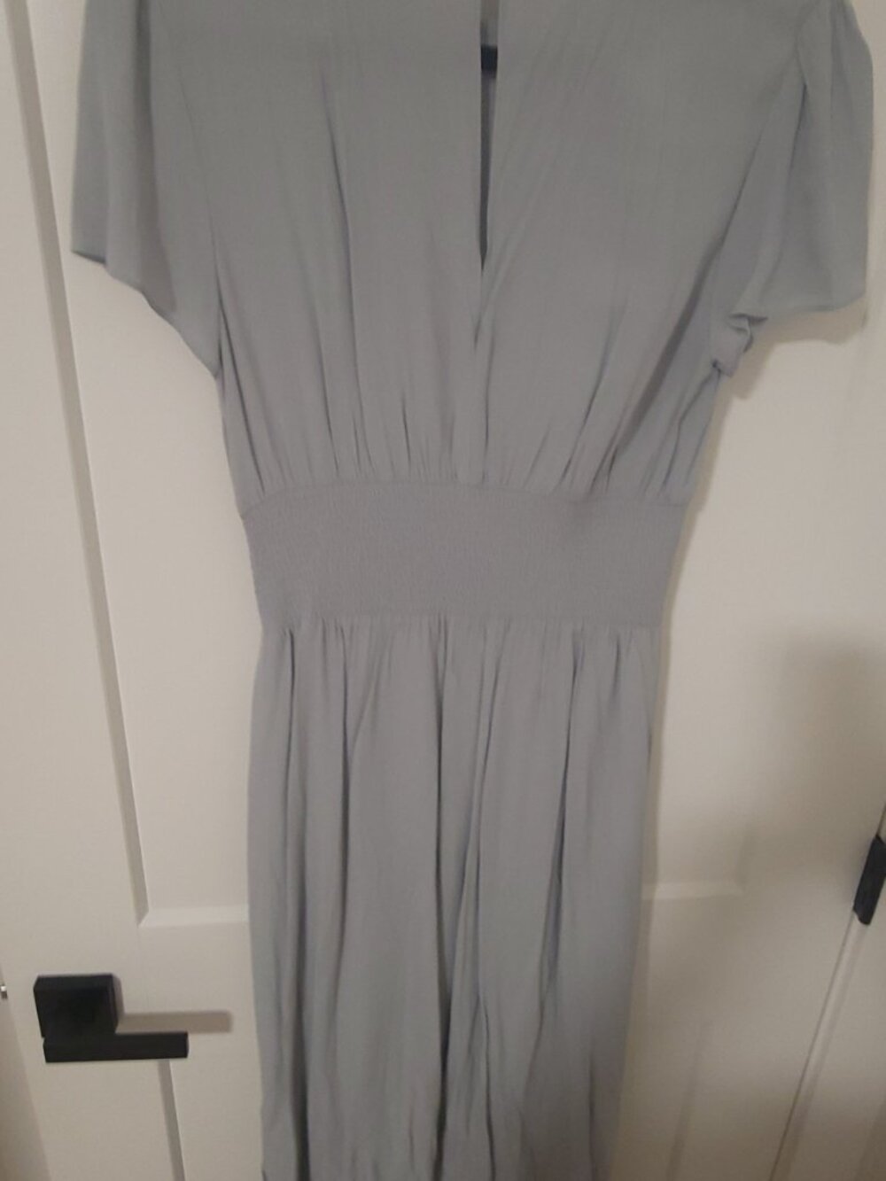 Wilfred Aritzia Maxime Smocked Midi Dress - Blue Grey - Size Medium - Picture 4 of 5